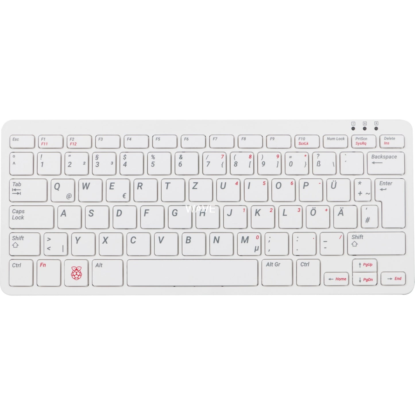 Raspberry Pi offizielle Raspberry Pi Tastatur (weiss/rot, DE-Layout, inkl. 3-Port-USB-Hub)