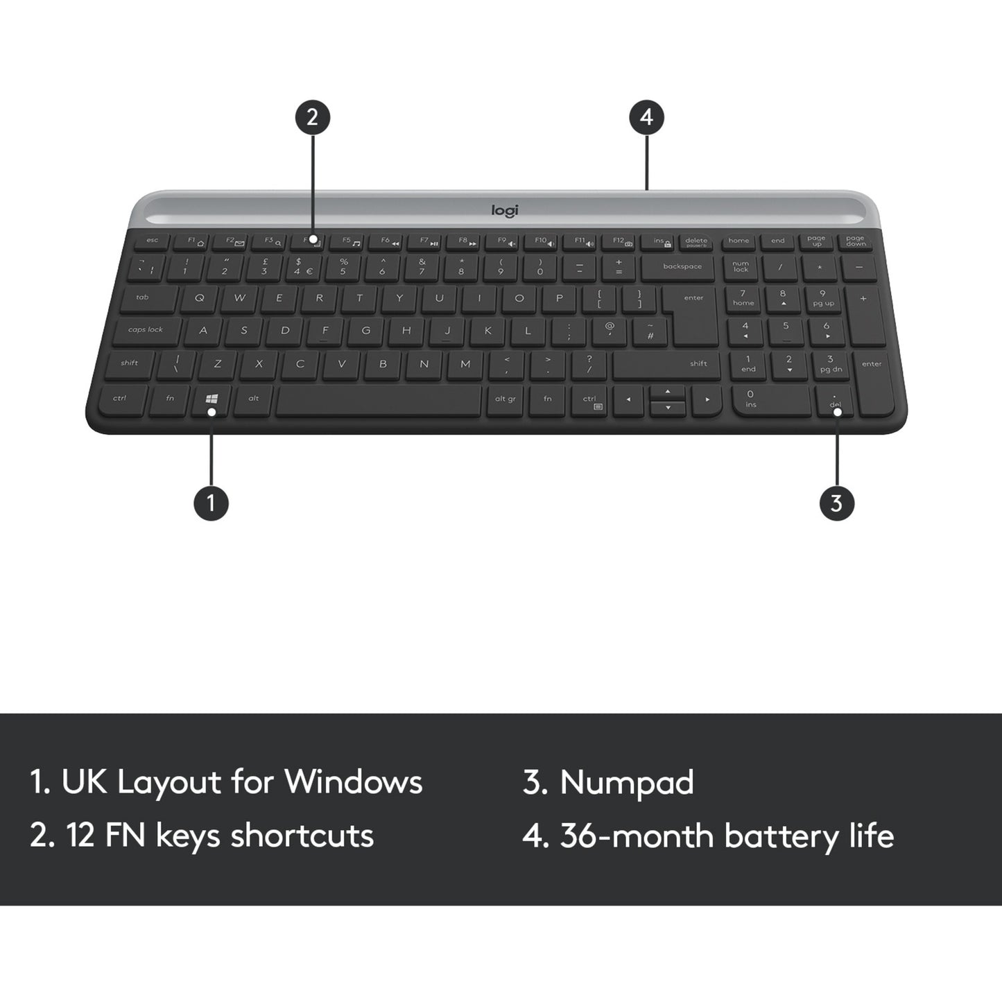 Logitech MK470 Slim Combo (graphit, DE-Layout, Scherenmechanik)