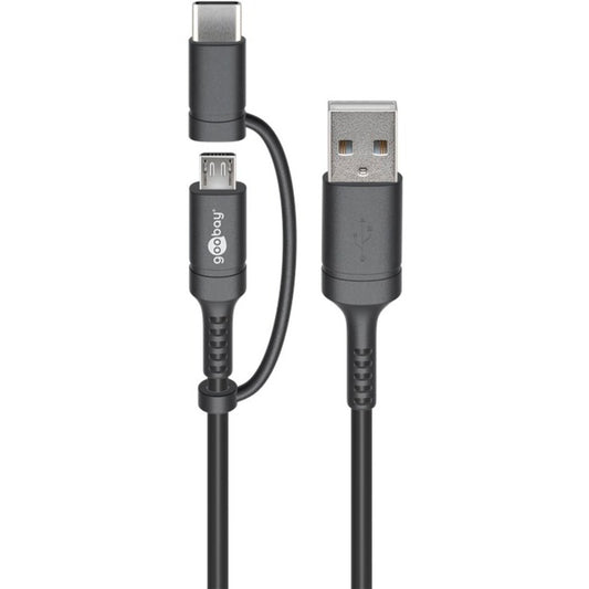 Goobay USB 2.0 Kabel, USB-A Stecker > USB-C + Micro-USB Stecker (schwarz, 1 Meter)