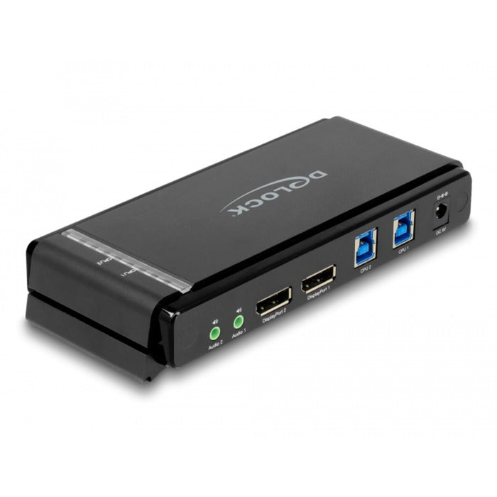 DeLOCK DisplayPort 1.4 KVM Switch, 8K 60Hz, USB 3.2 Gen 1, Audio (grau/schwarz)