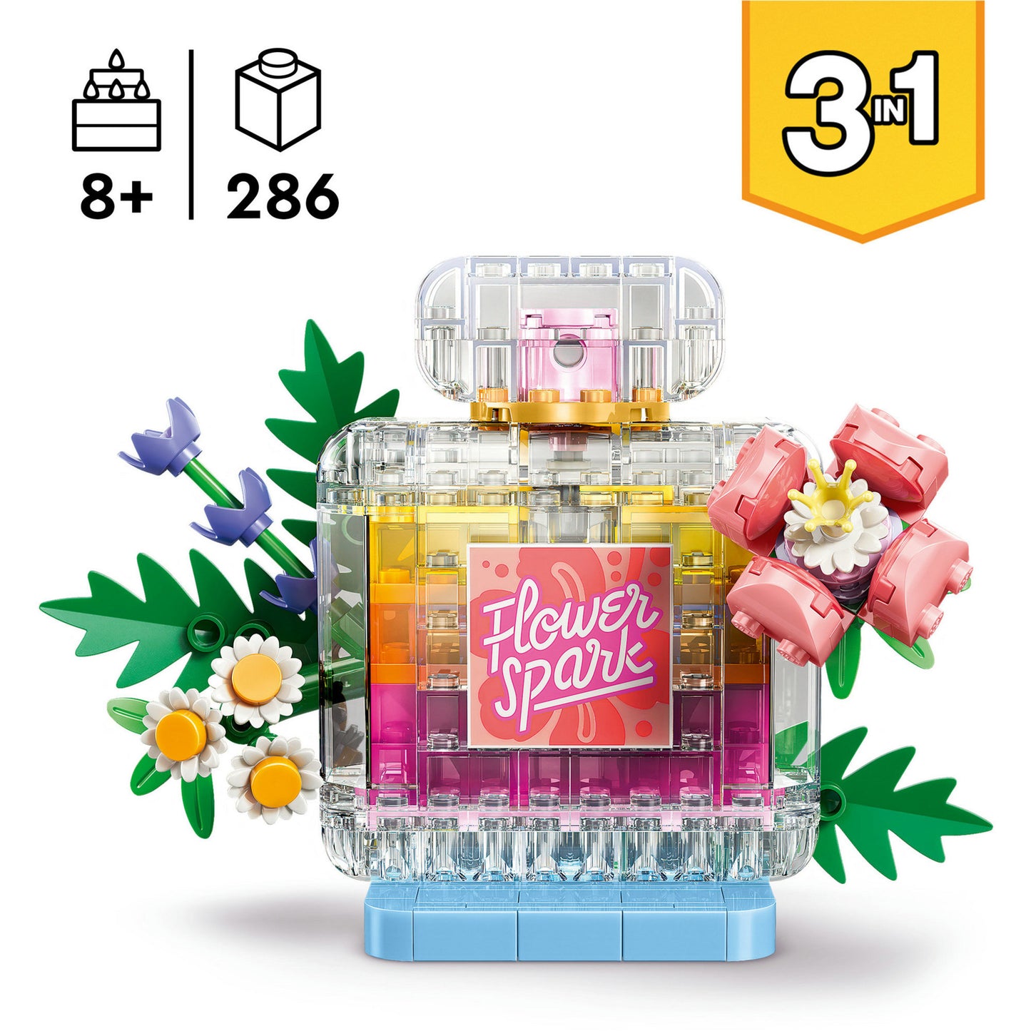 31383 Creator 3-in-1 Parfümflasche mit Blumendeko, Konstruktionsspielzeug