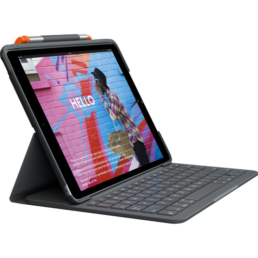 Logitech Slim Folio (schwarz, DE-Layout, Scherenmechanik, für iPad 7., 8. und 9. Generation)