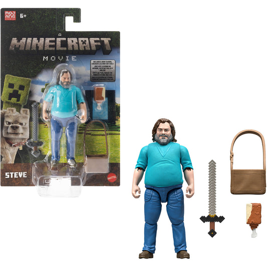 Minecraft Movie Steve Actionfigur und Zubehör, Spielfigur