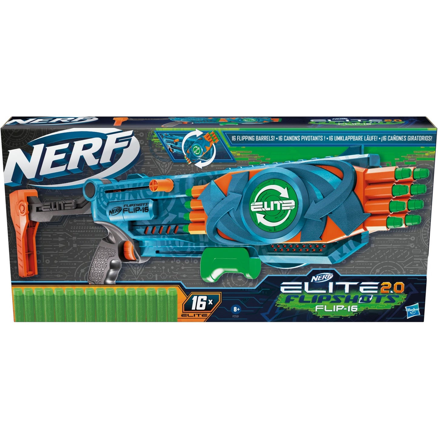 Hasbro Nerf Elite 2.0 Flipshots Flip-16, Nerf Gun (blaugrau/orange)