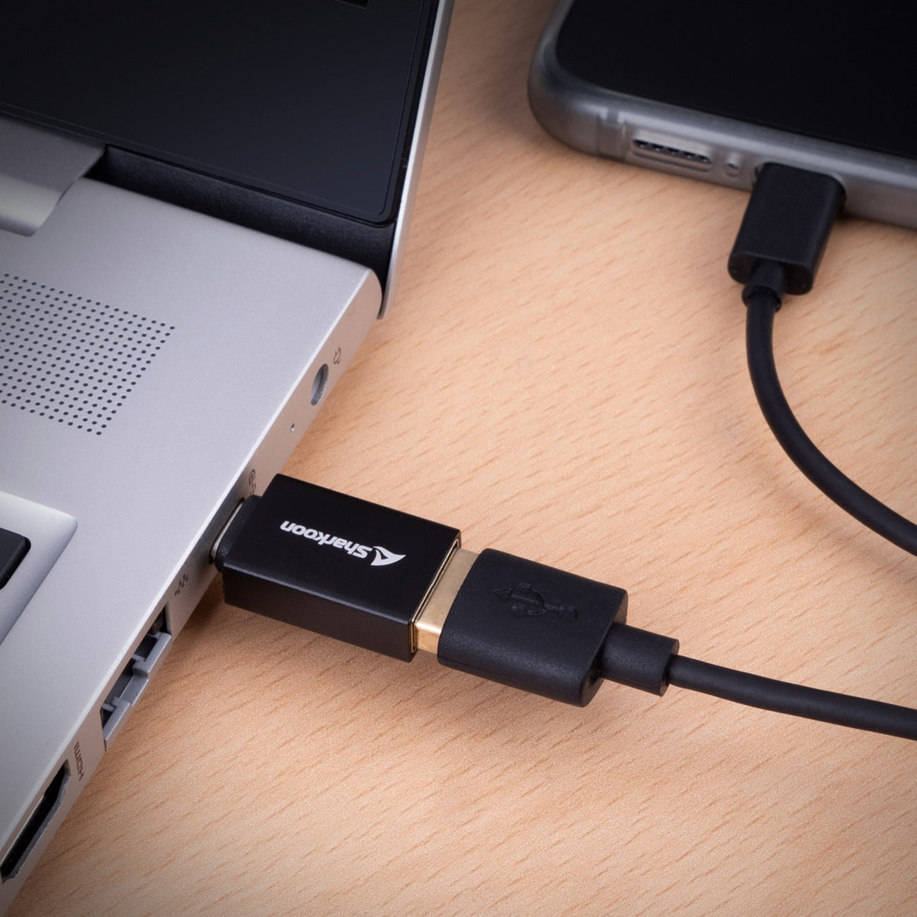 Sharkoon USB 3.2 Gen 1 Adapter OfficePal, USB-A > USB-C / USB-C > USB-A (schwarz, 2er Set)