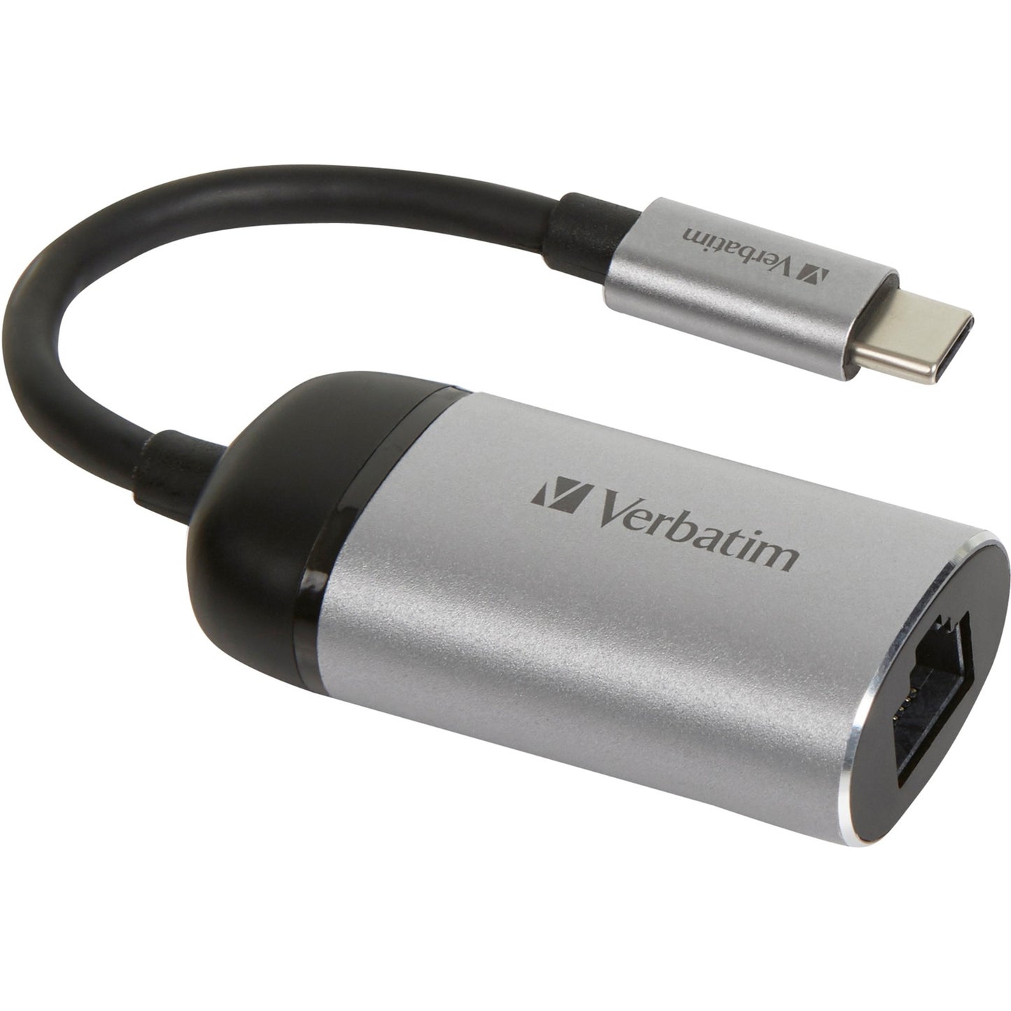 Verbatim USB 3.2 Gen 1 Adapter, USB-C Stecker > RJ-45 Buchse (silber/schwarz, 10cm, Gigabit LAN 10/100/1.000 Mbit/s)