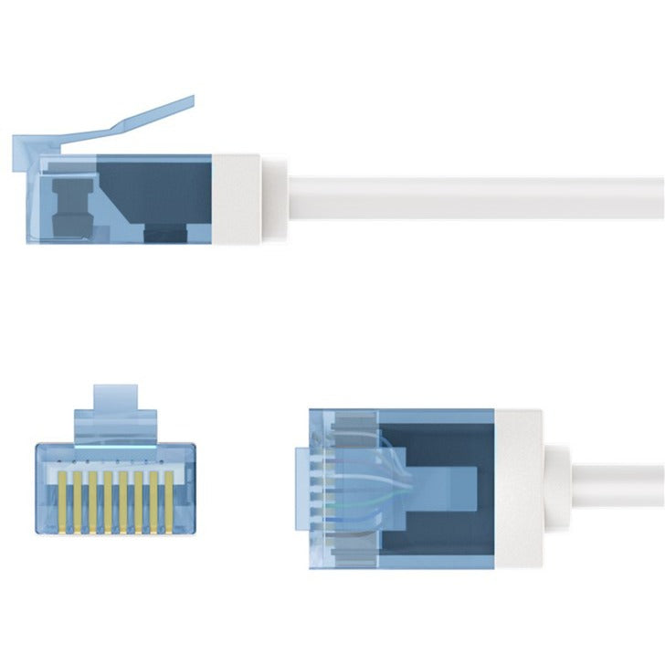 Goobay Ultraflexibles Cat.6a Patchkabel slim, U/UTP (weiss, 3 Meter, extrakurze Stecker)