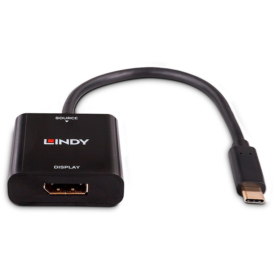 Lindy USB Konverter, USB-C Stecker > DisplayPort Buchse (schwarz, 21cm, 4K 144Hz)