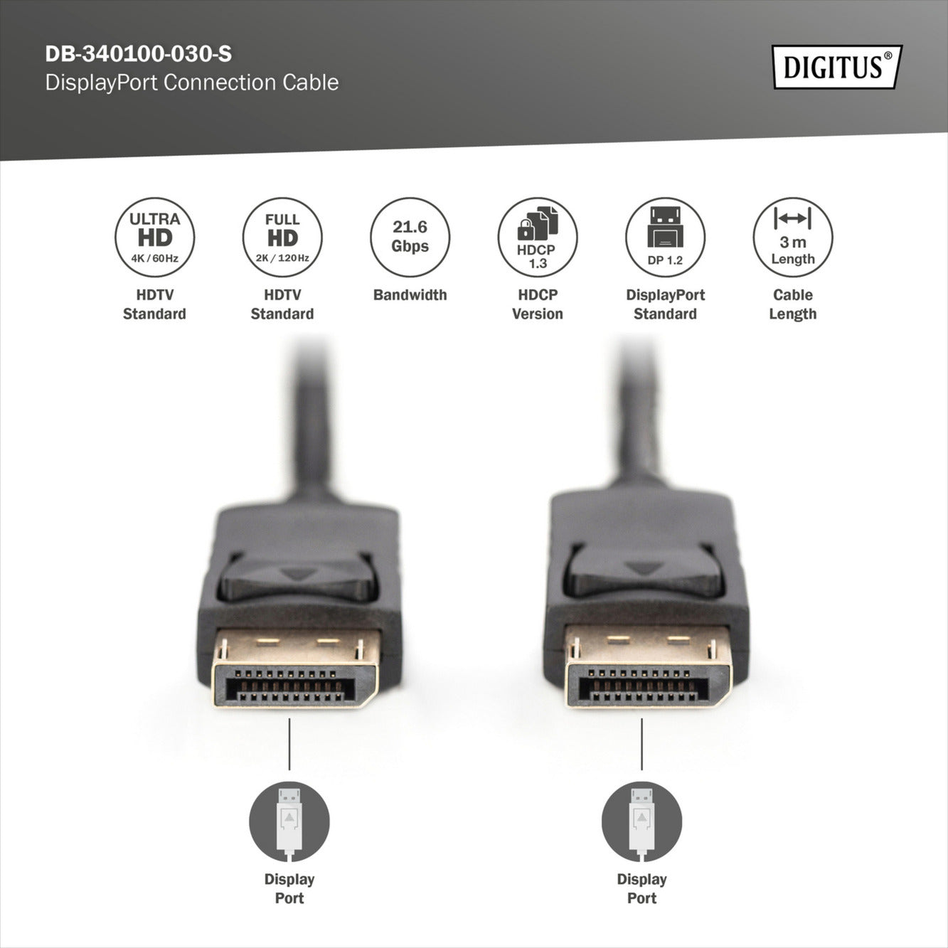 DisplayPort Anschlusskabel, UHD 4K