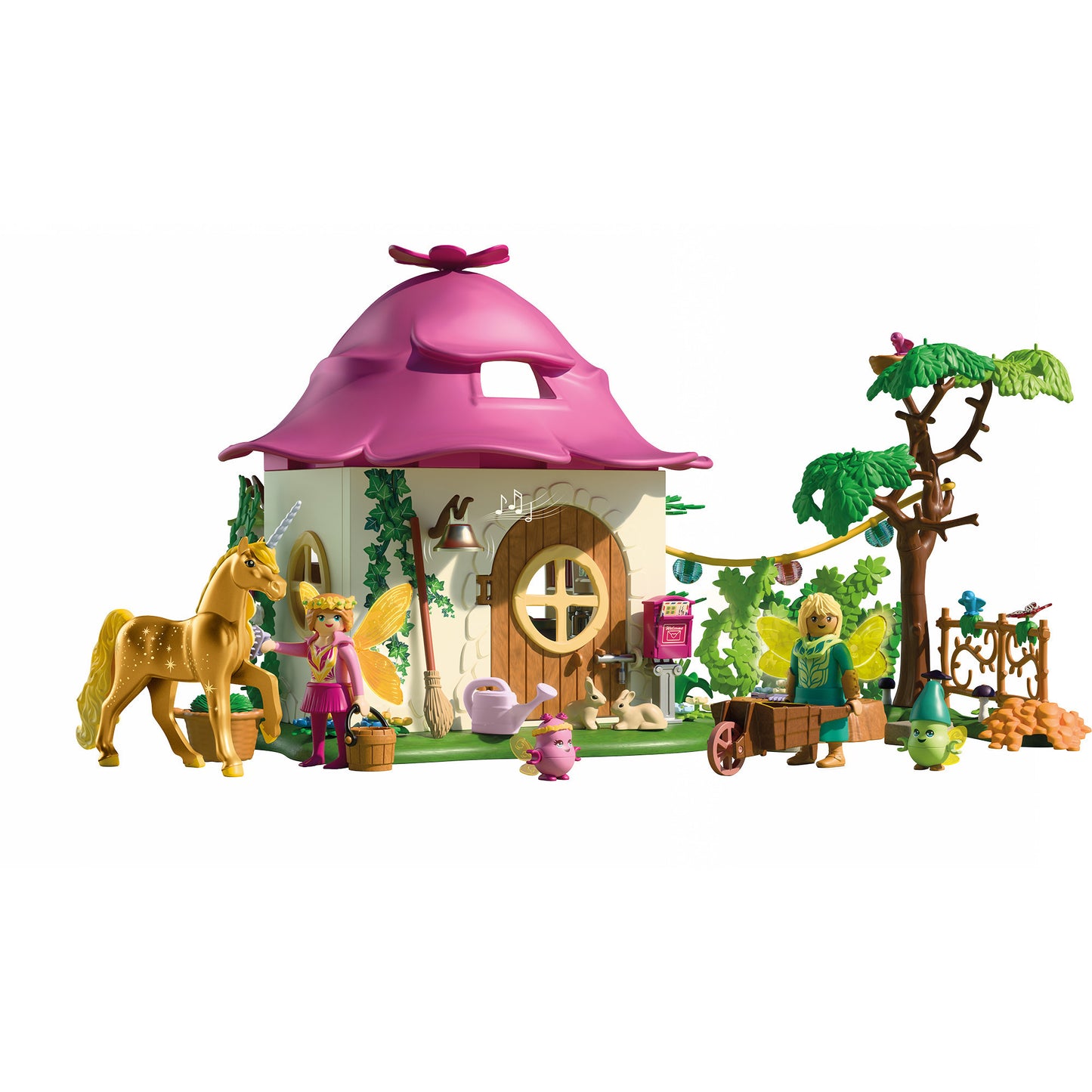 71838 Magic Unicorns:Feenzuhause mit Goldeinhorn und Stall, Konstruktionsspielzeug