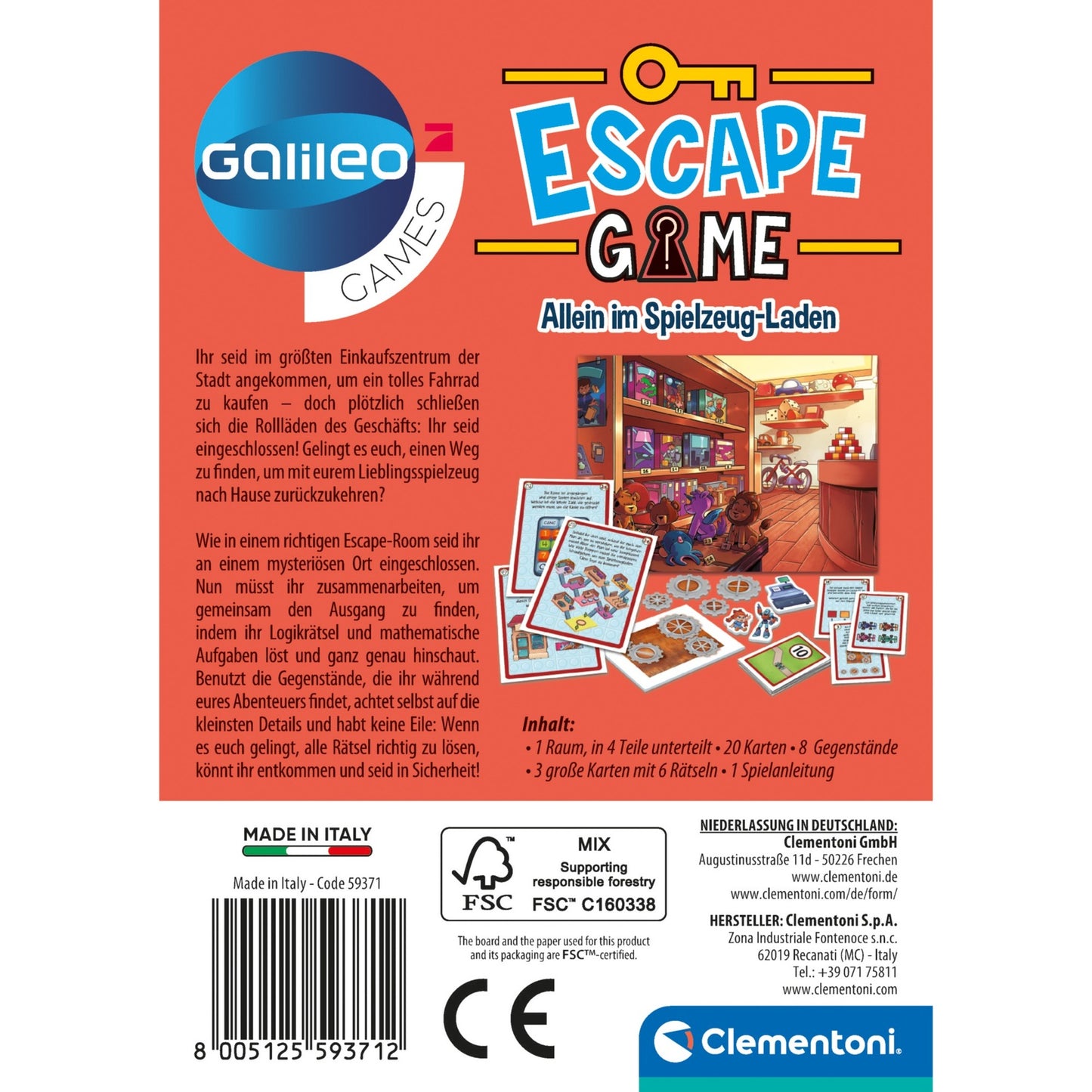 Clementoni Escape Game - Allein im Spielzeug-Laden, Partyspiel