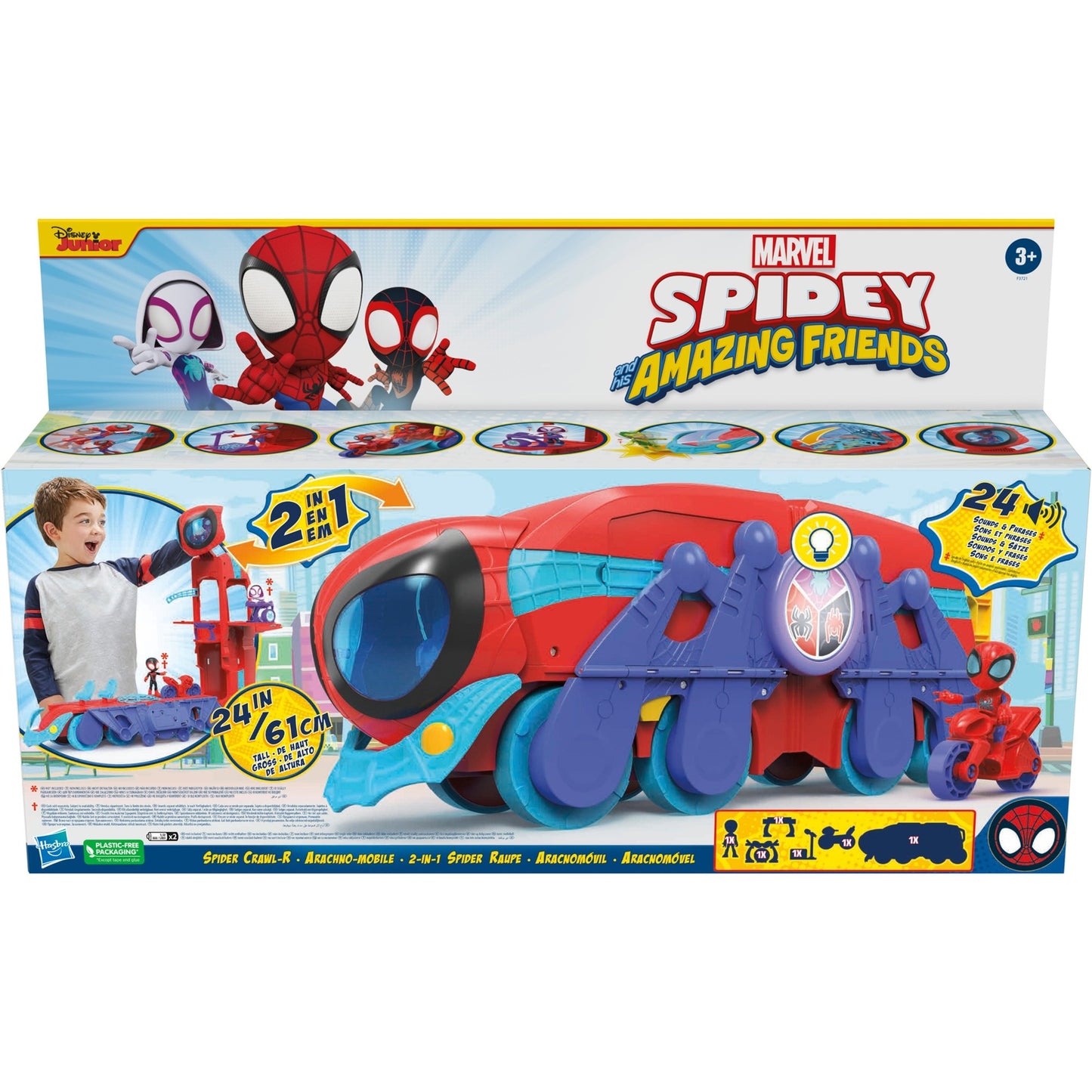 Hasbro Marvel Spidey and His Amazing Friends 2-in-1 Spider Raupe, Spielfahrzeug