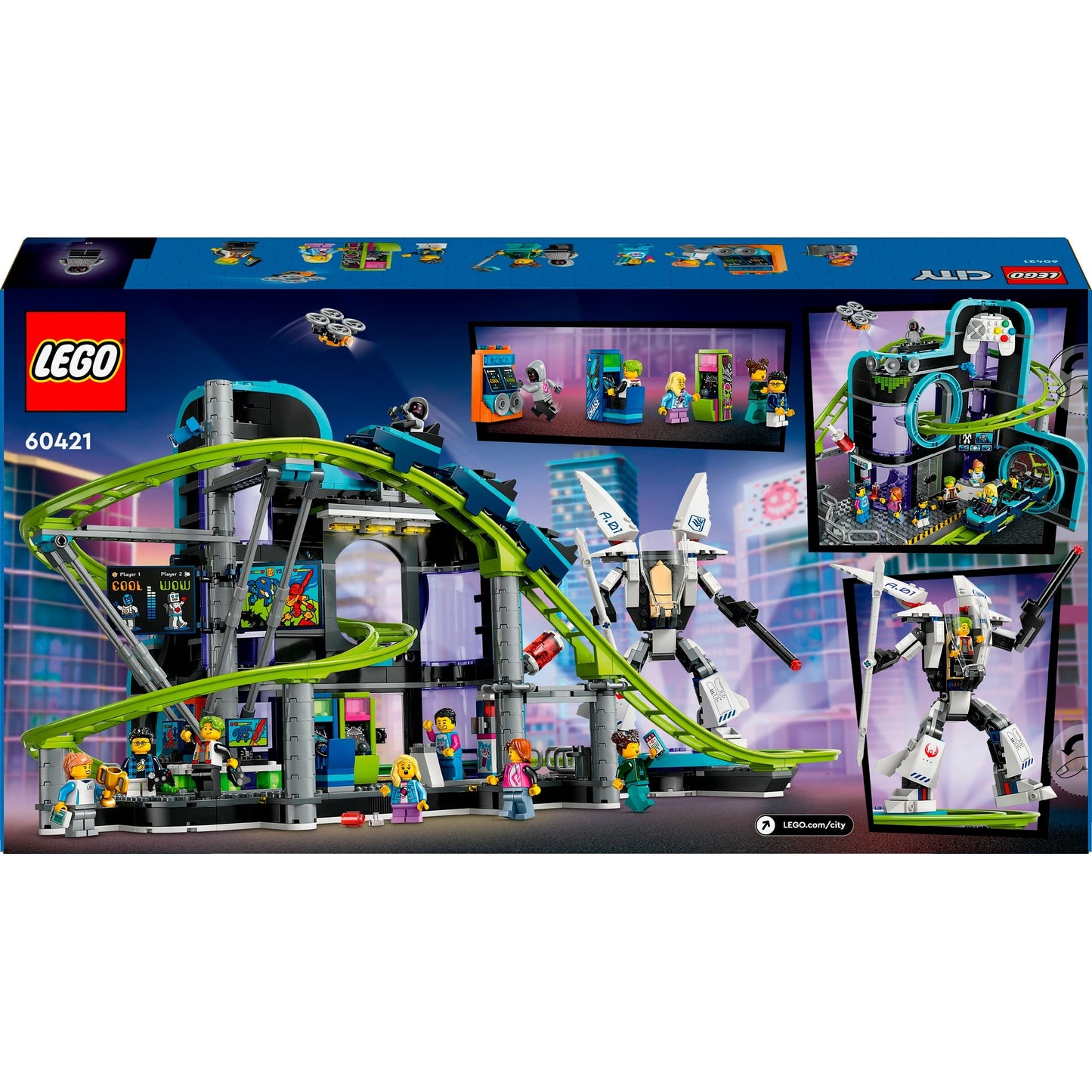 LEGO 60421 City Achterbahn mit Roboter-Mech, Konstruktionsspielzeug