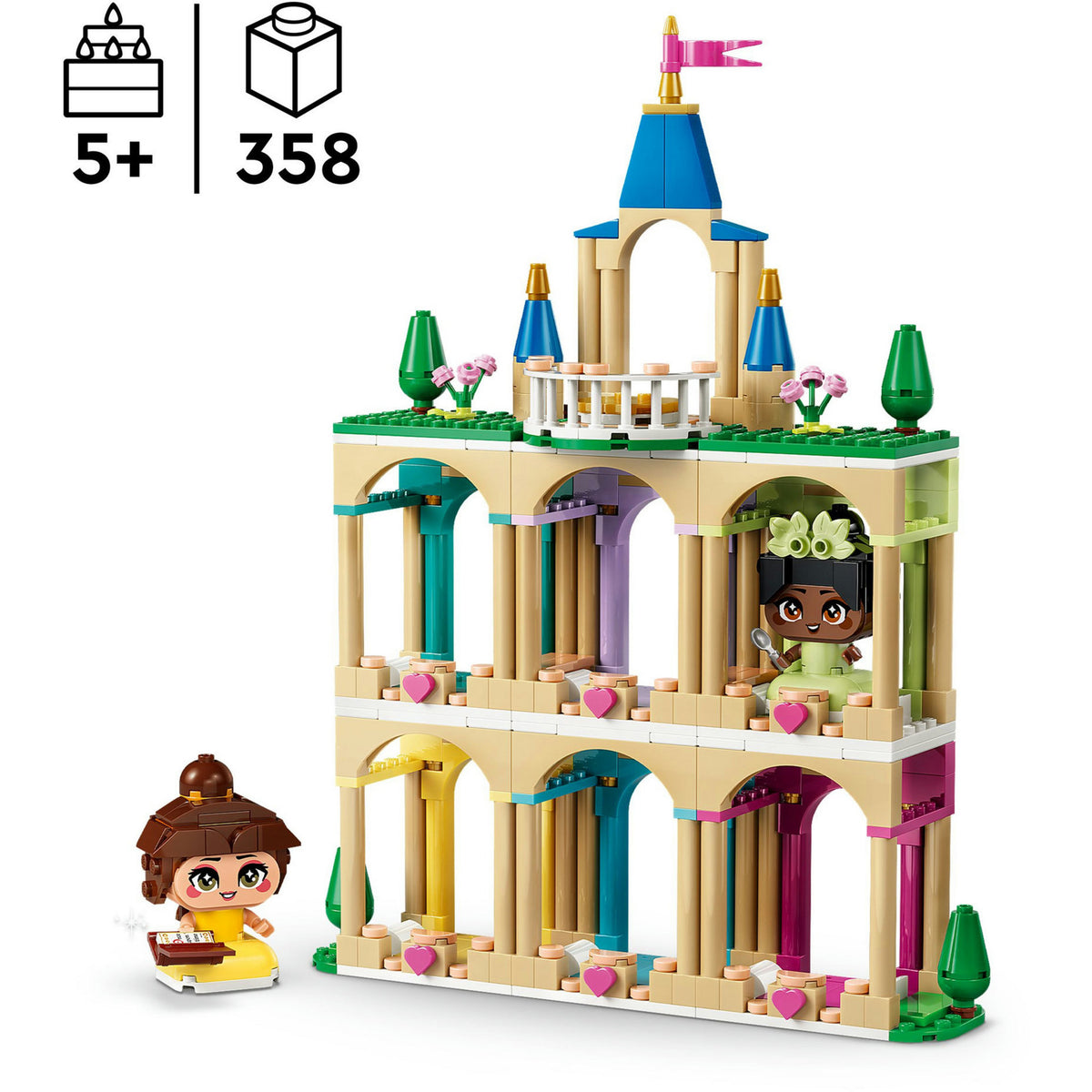 43291 Disney Princess Die Mini-Prinzessinnen Belle und Tiana mit ihrem Schloss, Konstruktionsspielzeug