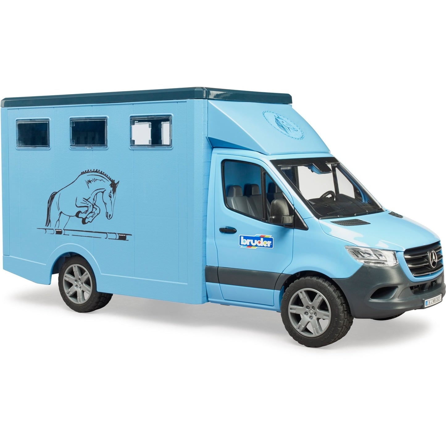 BRUDER MB Sprinter Tiertransporter mit Pferd (blau)