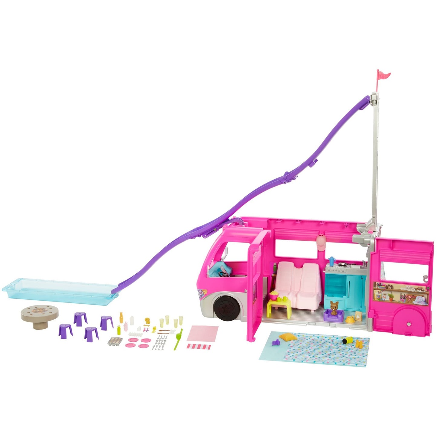 Mattel Barbie Super Abenteuer-Camper mit Zubehör, Spielfahrzeug