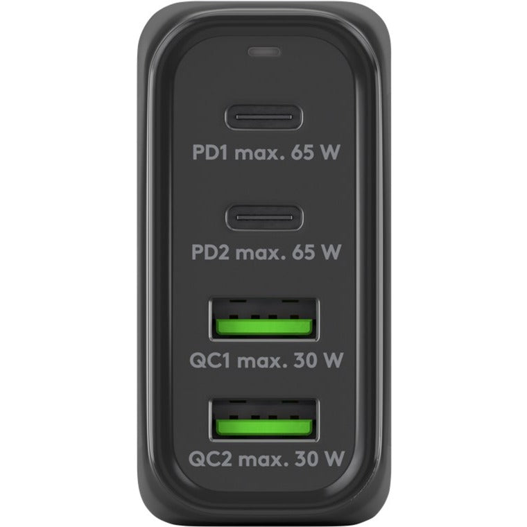 Goobay USB-C Multiport-Schnellladegerät, PD, GaN, 68 Watt (schwarz, 2x USB-C, 2x USB-A, Power Delivery, QuickCharge)