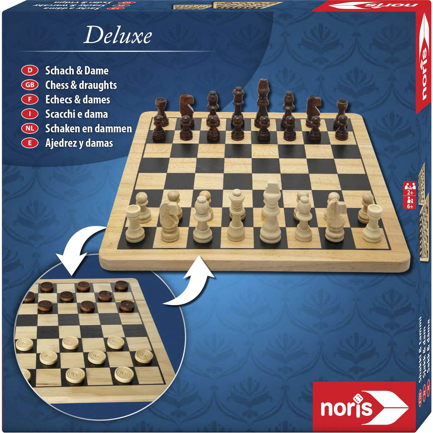 Deluxe Holz - Schach & Dame, Brettspiel