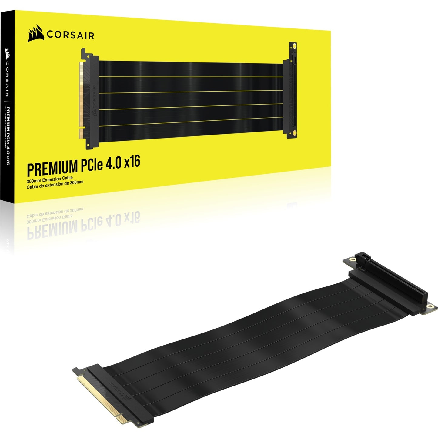 Corsair Premium PCIe 4.0 x16 Verlängerungskabel 90° (schwarz, 30cm, Buchse abgewinkelt)