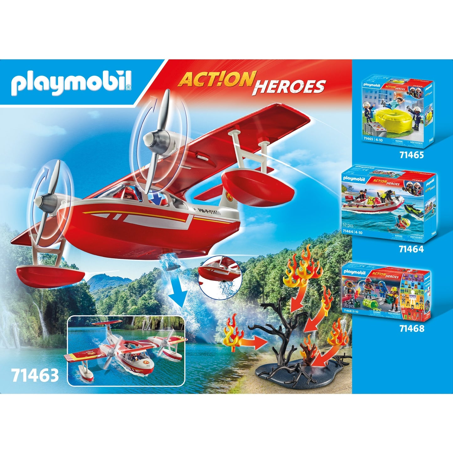 PLAYMOBIL 71463 City Action Feuerwehrflugzeug mit Löschfunktion, Konstruktionsspielzeug