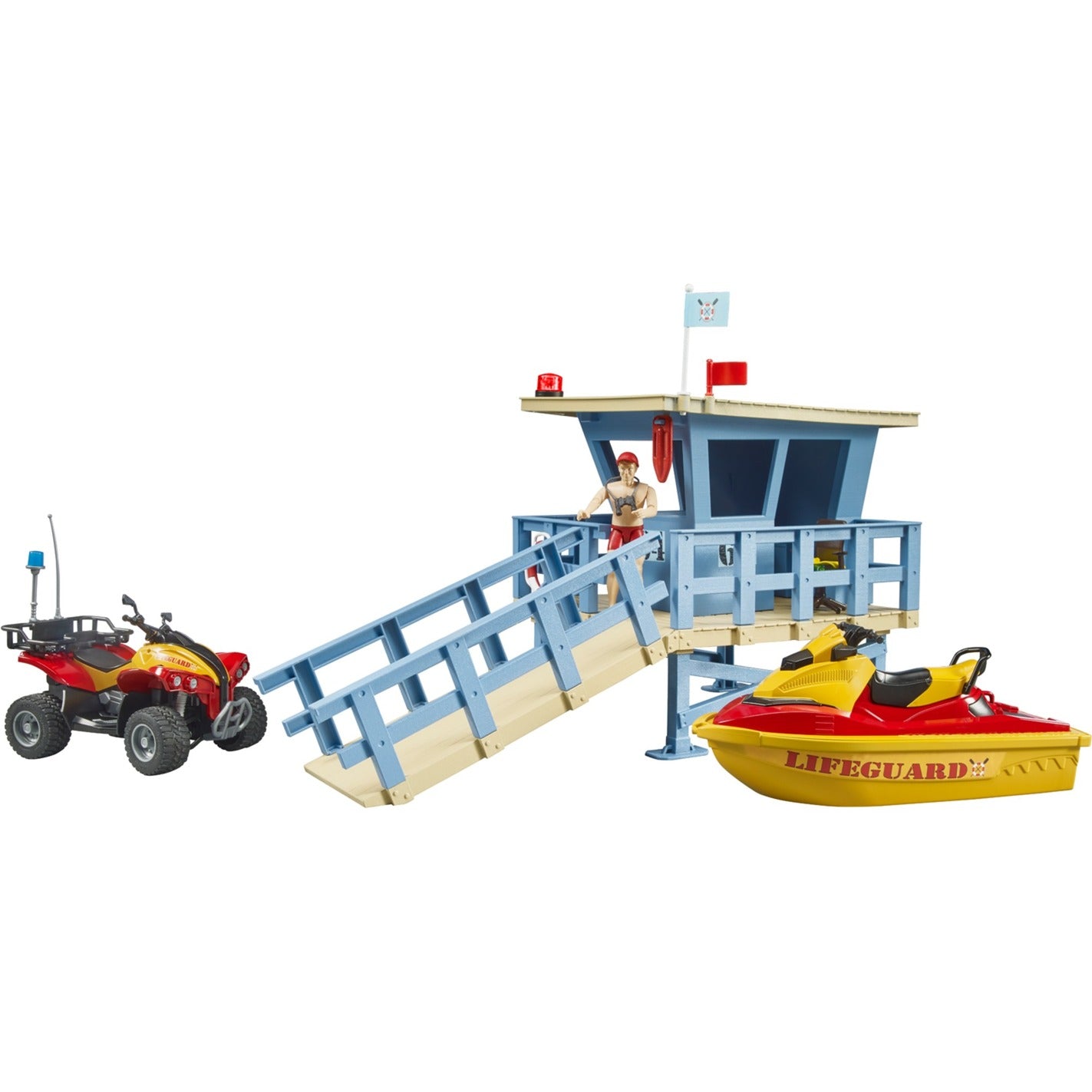 BRUDER bworld Life Guard Station mit Quad und Personal Water Craft