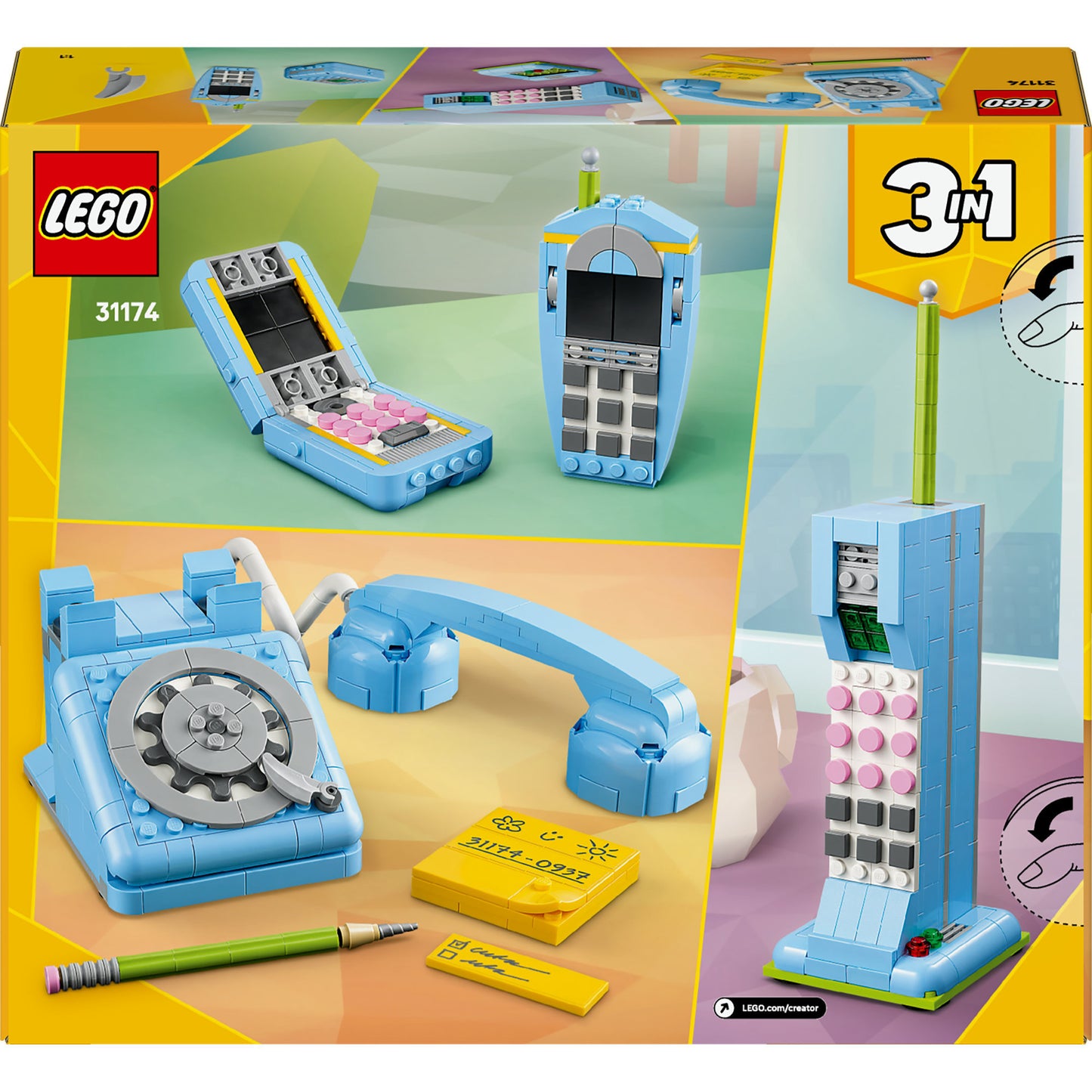 31174 Creator 3-in-1 Retro-Telefon, Konstruktionsspielzeug