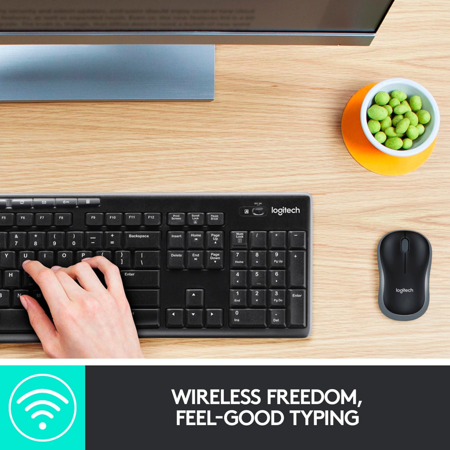 Logitech Wireless Combo MK270 (schwarz/silber, DE-Layout, Rubberdome)