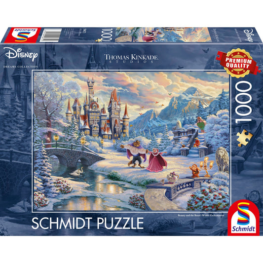 Schmidt Spiele Thomas Kinkade Studios: Disney - Die Schöne und das Biest, Zauberhafter Winterabend (Limited Christmas Edition, 1000 Teile)