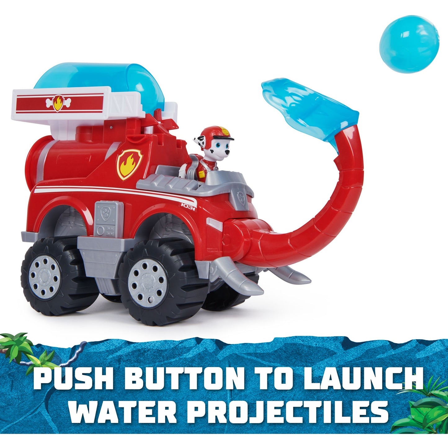 Spin Master Paw Patrol Jungle Pups - Großes Elefanten-Fahrzeug mit Wasser-Abwurf und Marshall-Figur, Spielfahrzeug