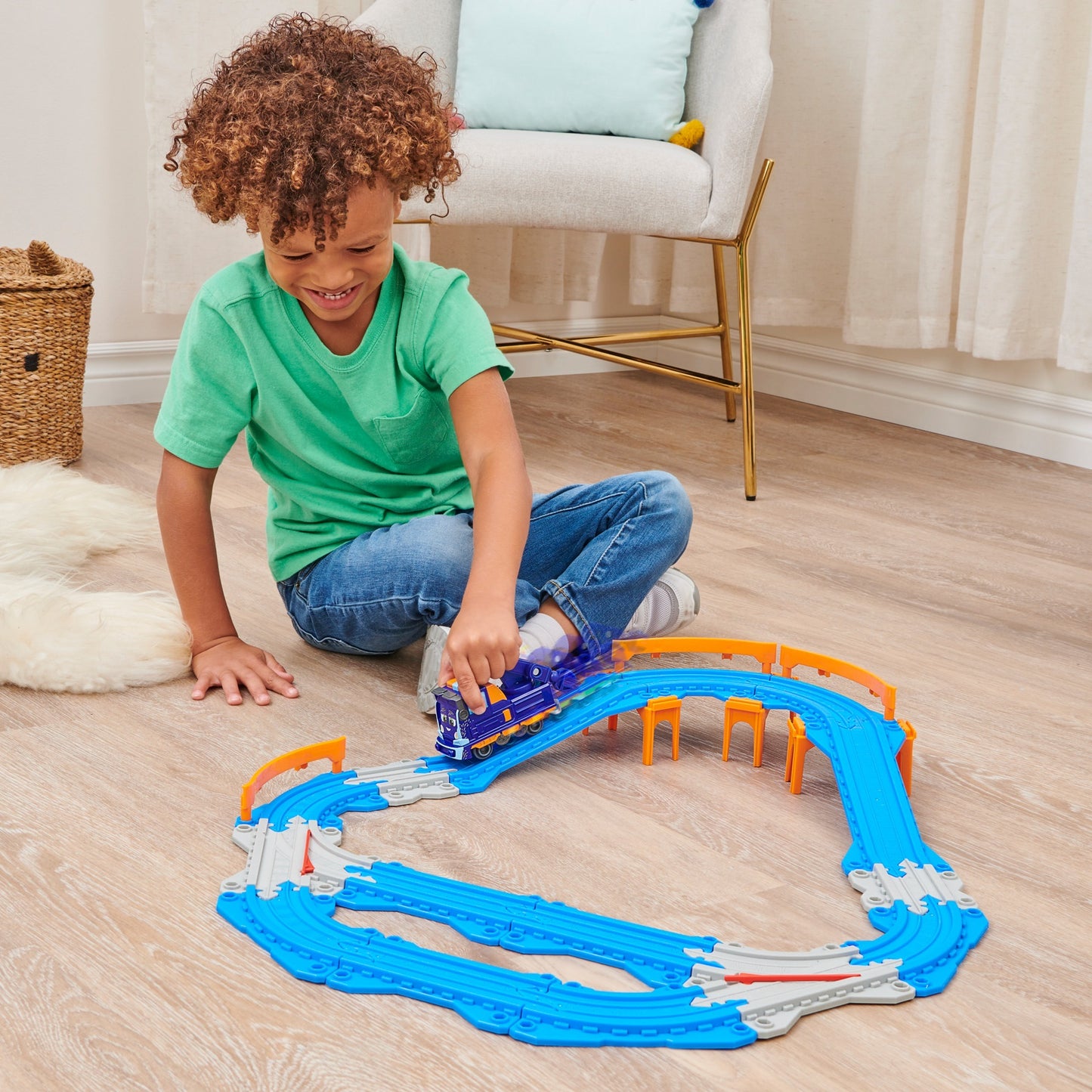 Spin Master Mighty Express Schienen-Set mit Push-and-Go Zug Mechaniker Milo, Spielfahrzeug