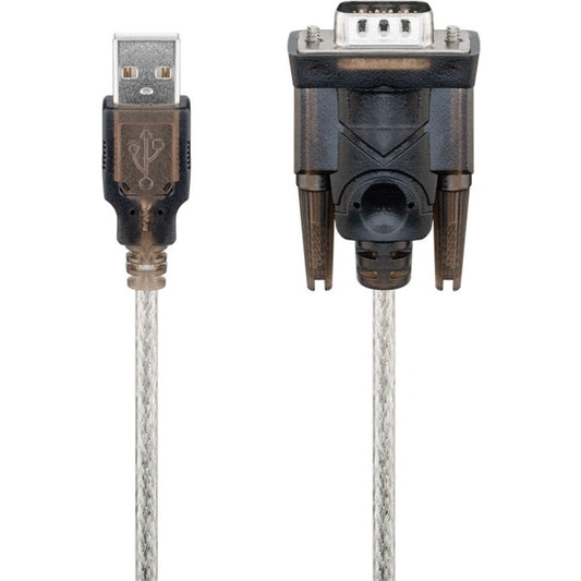 Goobay USB 2.0 Adapterkabel, USB-A Stecker > Seriell RS-232 Stecker (transparent, 1,5 Meter)