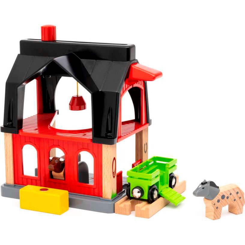 BRIO World Tierscheune mit Heuwaggon, Spielgebäude