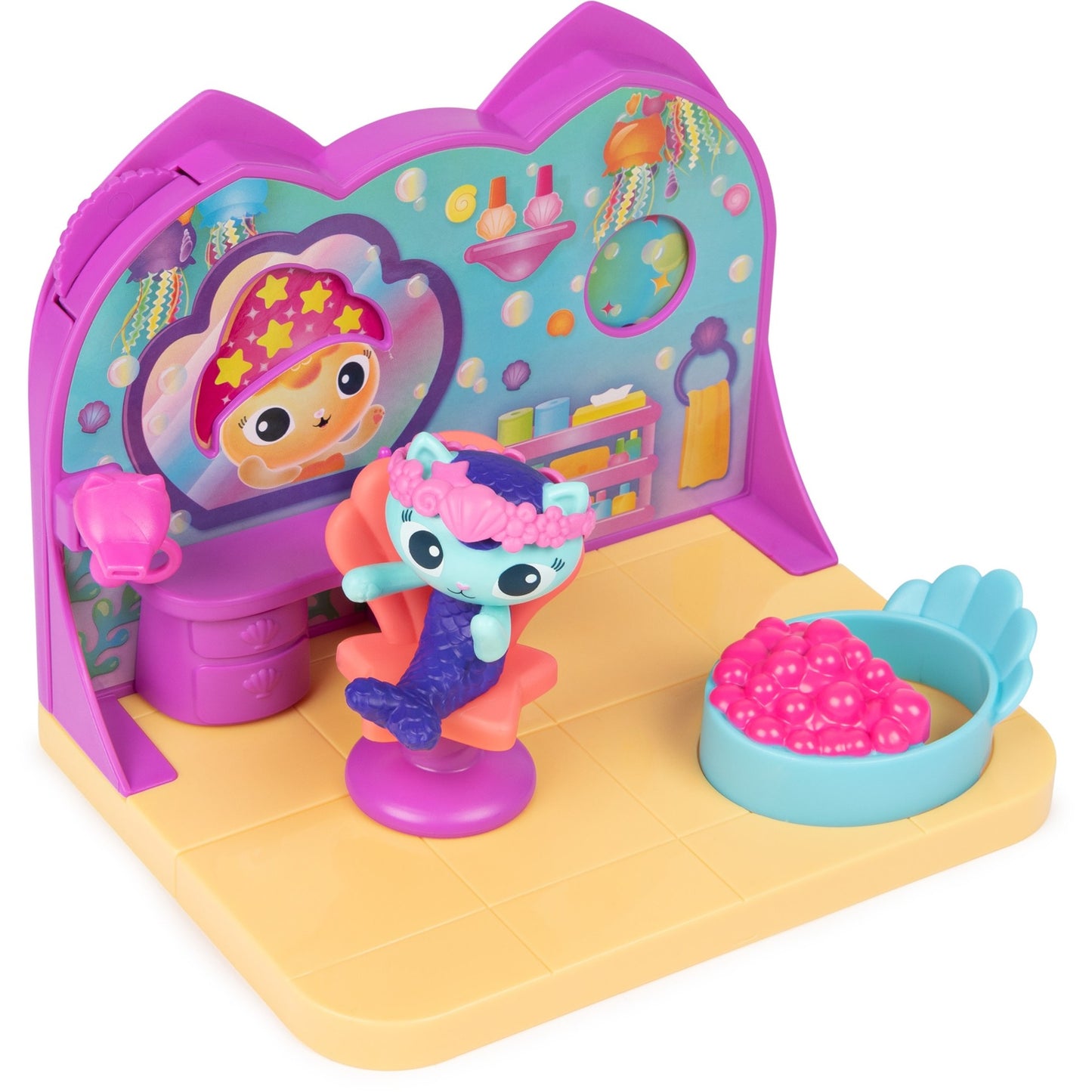 Spinmaster Gabby's Dollhouse Deluxe Room Spielset - Wellness Raum mit Meerkätzchen