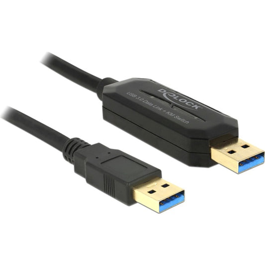 DeLOCK USB 3.2 Gen 1 DataLink Kabel, USB-A Stecker > USB-A Stecker (schwarz, Data Link + KM Switch)