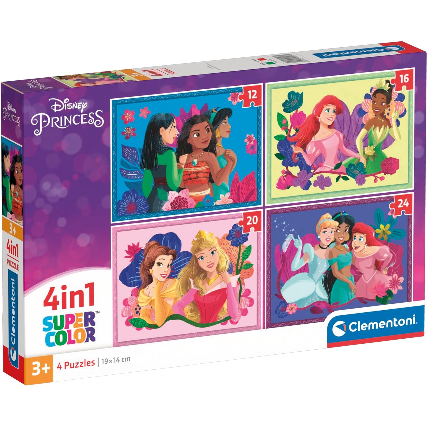 Clementoni Supercolor 4 in 1 - Disney Princess (4 Puzzle (12-24 Teile))