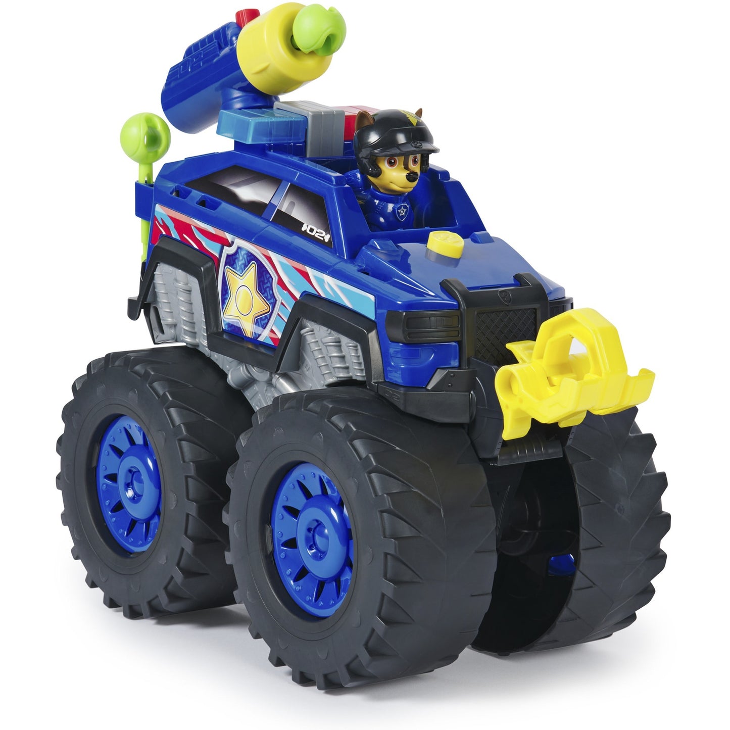 Paw Patrol Rescue Wheels - Chases Deluxe Monstertruck mit Geschoss-Abwurf, motorisierter Seilwinde, Lichtern & Geräuschen, Spielfahrzeug