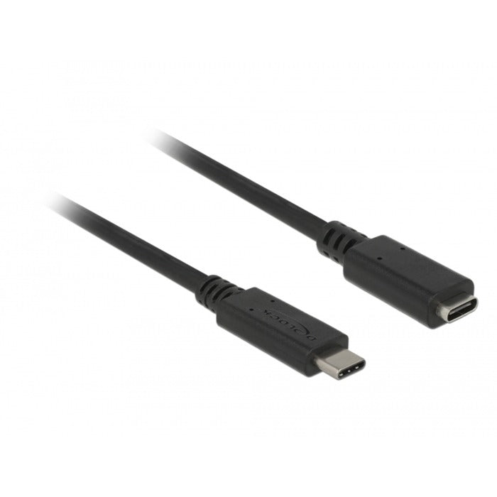 DeLOCK USB 3.2 Gen 1 Verlängerungskabel, USB-C Stecker > USB-C Buchse (schwarz, 0,5 Meter, SuperSpeed)