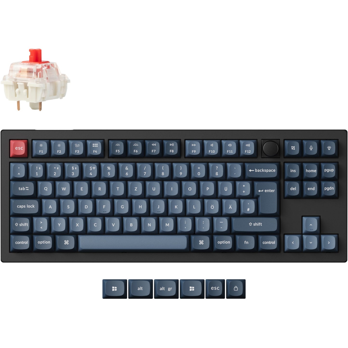 Keychron V3 Max (schwarz/blaugrau, DE-Layout, Gateron Jupiter Red, Hot-Swap, RGB)