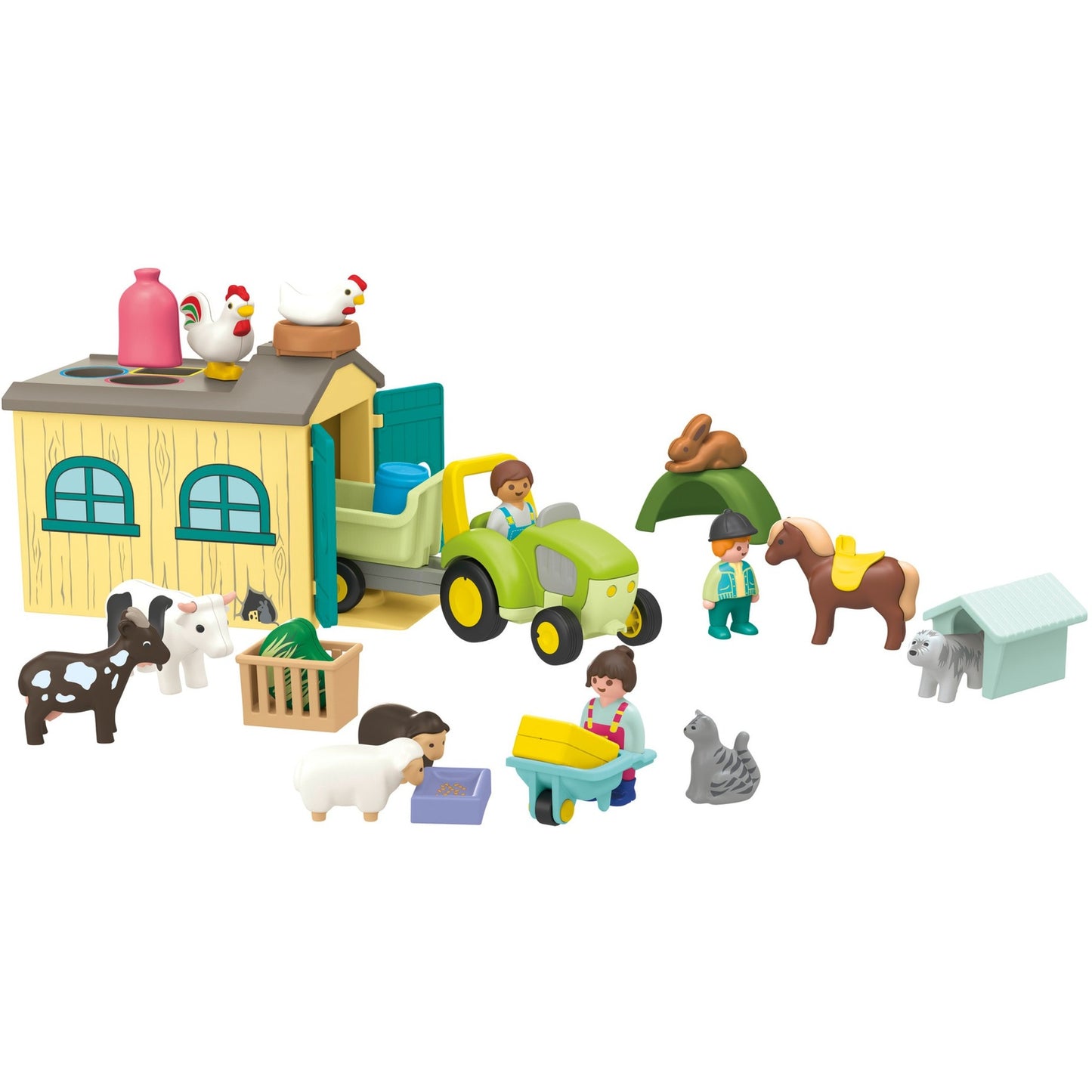 Playmobil 71656 Junior: Bauernhof-Abenteuer mit Traktor, Anhänger und tierischen Freunden
