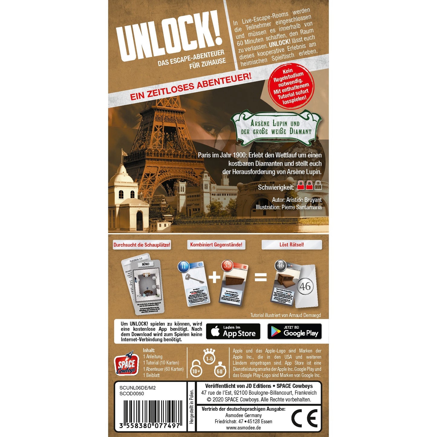 Asmodee Unlock! - Arsène Lupin und der große weiße Diamant, Partyspiel