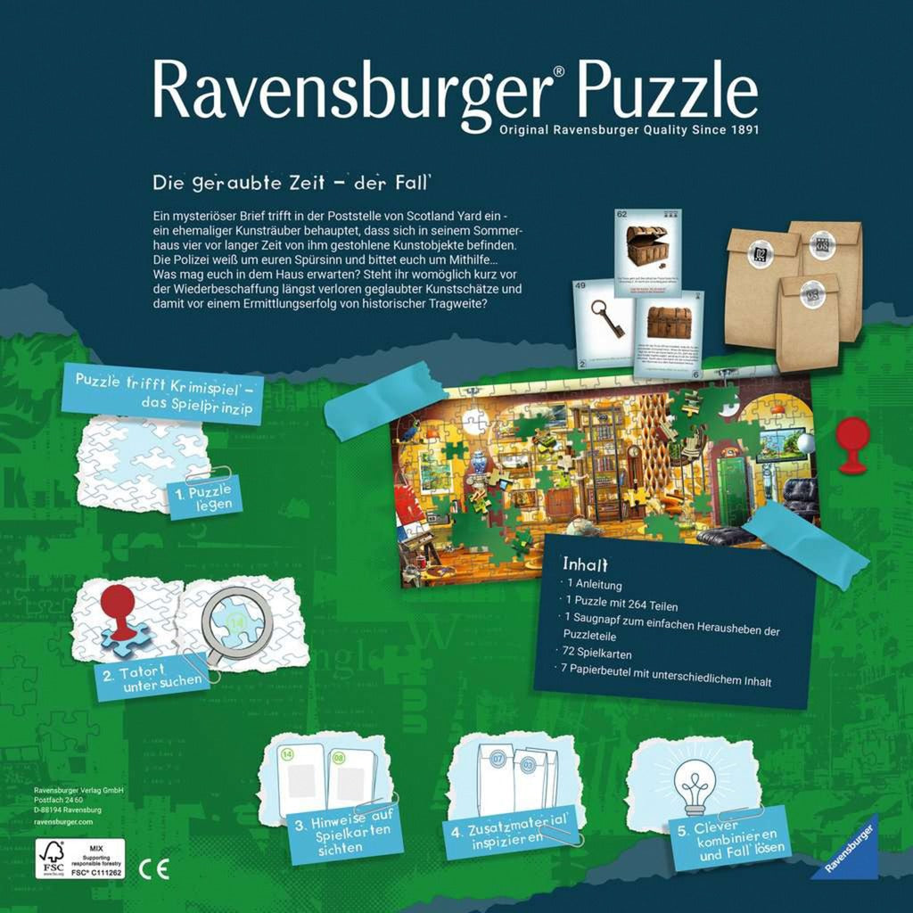 Ravensburger Puzzle X Crime Kids: Die geraubte Zeit (264 Teile)