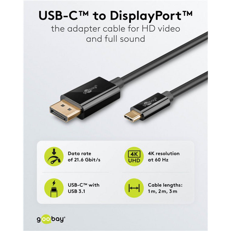 USB Adapterkabel, USB-C Stecker > DisplayPort Stecker, 4K 60Hz