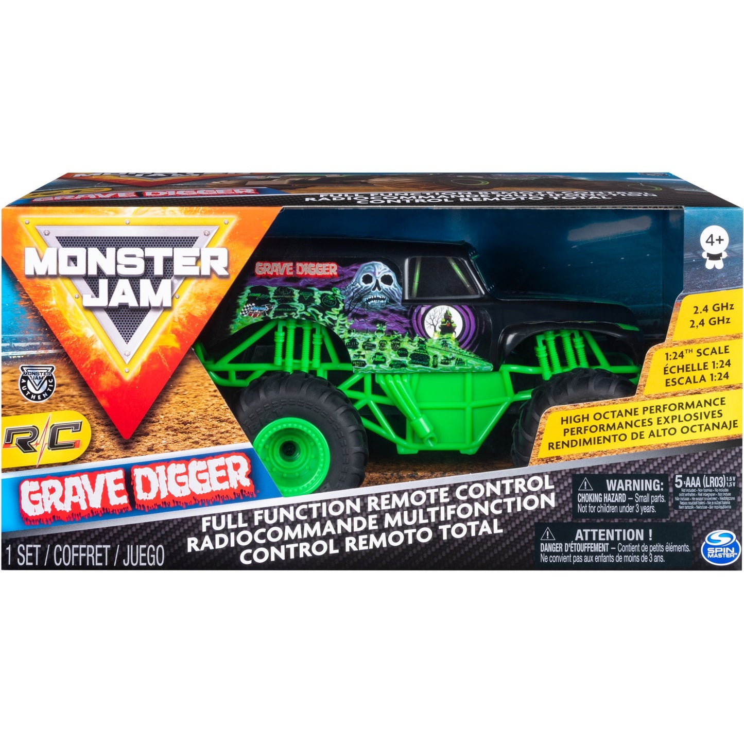 Spinmaster Monster Jam Grave Digger (schwarz/grün, 1:24)