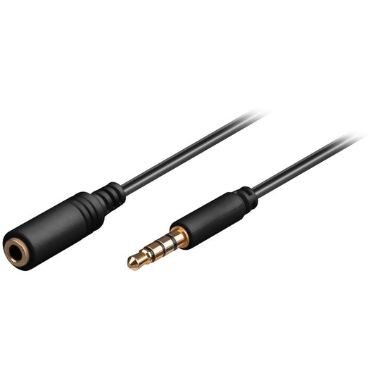 Goobay Kopfhörer- und Audio Verlängerungskabel AUX > 3,5mm 4 Pin slim (schwarz, 50cm)