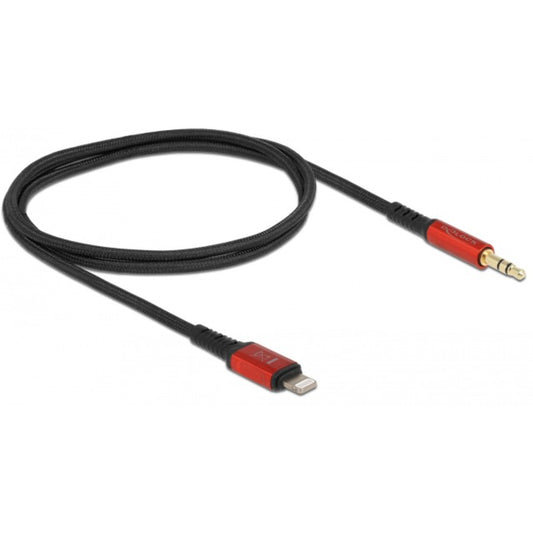DeLOCK Audiokabel 8Pin Lightning Stecker > Klinkenstecker 3,5mm 3Pin (schwarz/rot, 50cm)