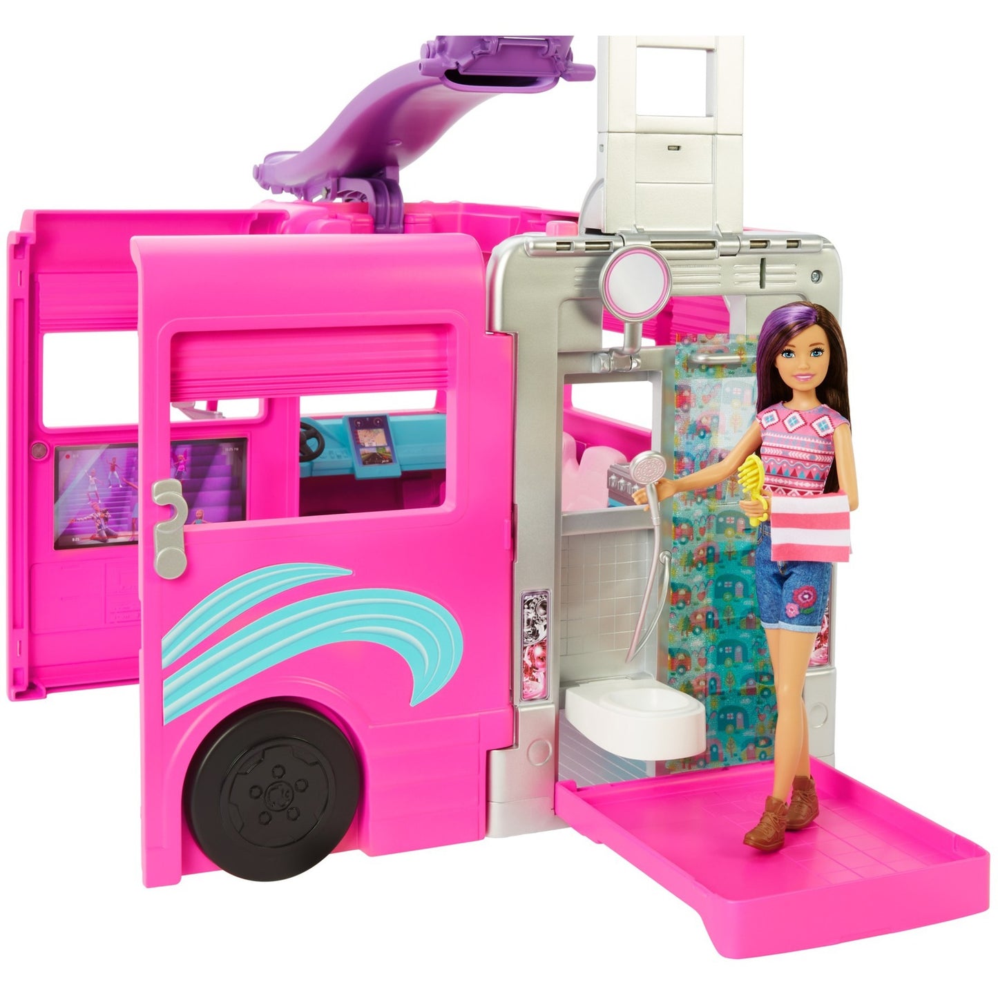 Mattel Barbie Super Abenteuer-Camper mit Zubehör, Spielfahrzeug