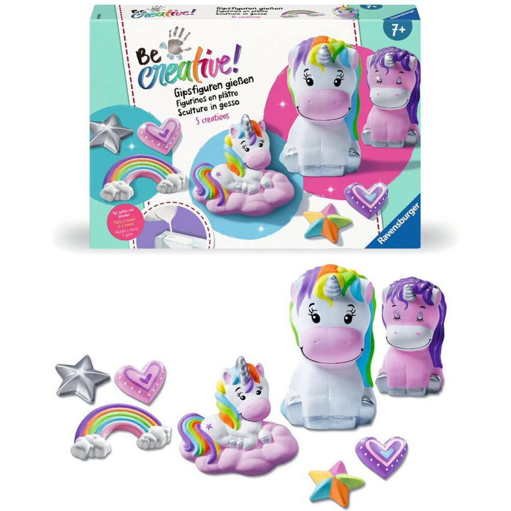 Bastelset DIY Gipsfiguren giessen Einhorn, Basteln