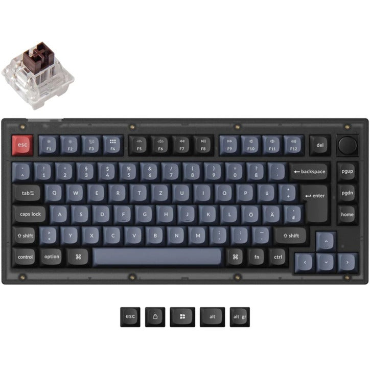 Keychron V1 Knob (schwarz/blaugrau, DE-Layout, Keychron K Pro Brown, Hot-Swap, RGB, PBT)