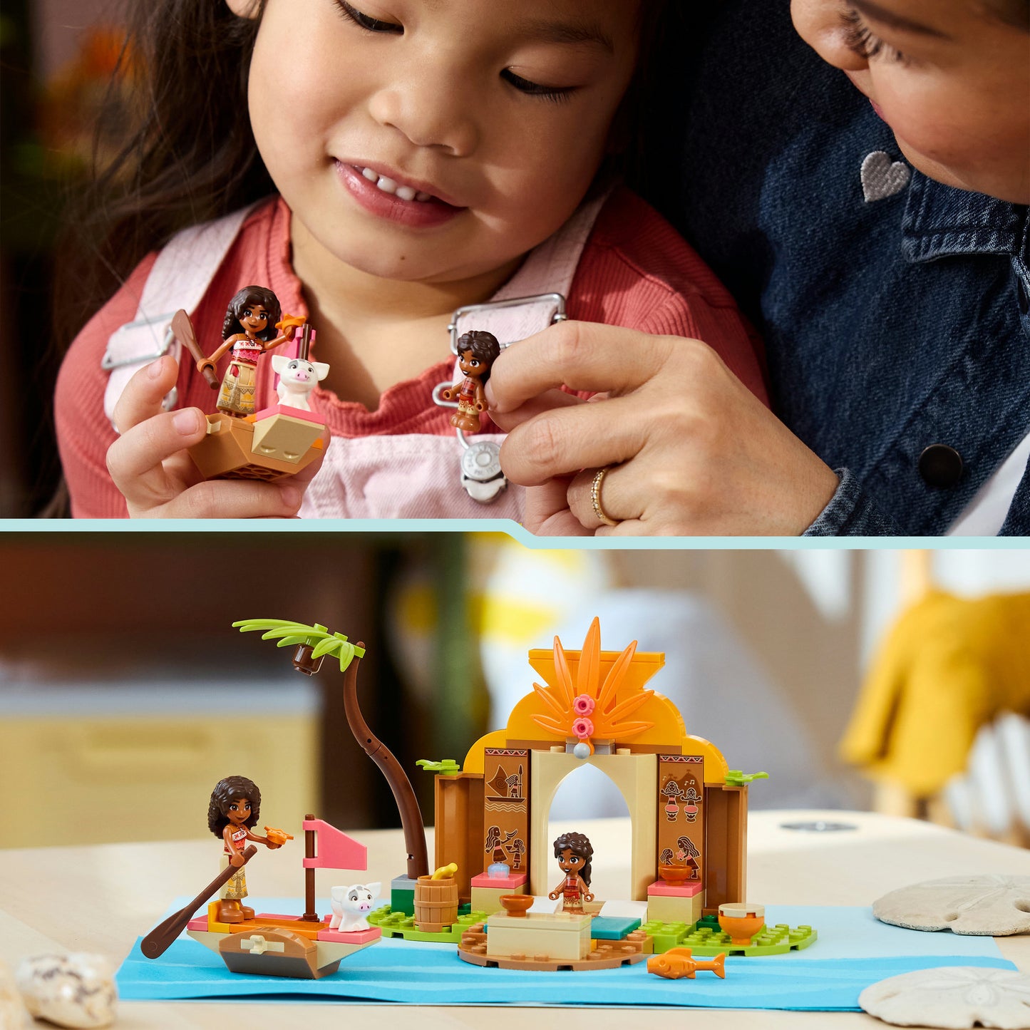 43282 Disney Princess Vaianas Hütte und Boot, Konstruktionsspielzeug
