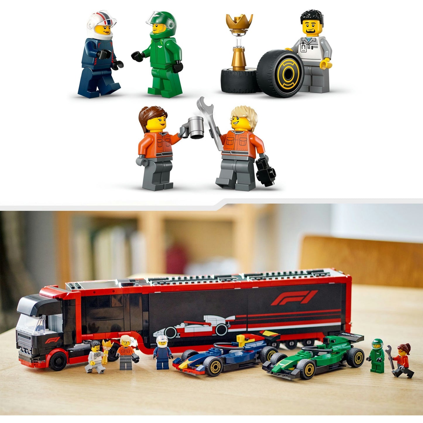 60445 City F1 Transporter mit RB20 & AMR24 F1 Rennautos, Konstruktionsspielzeug